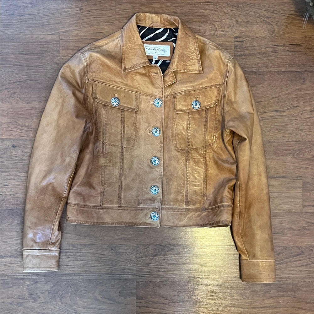 Saddle brown leather jacket